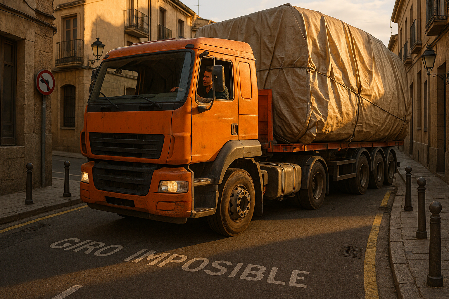 problemas acceso camión con carga en calles estrechas