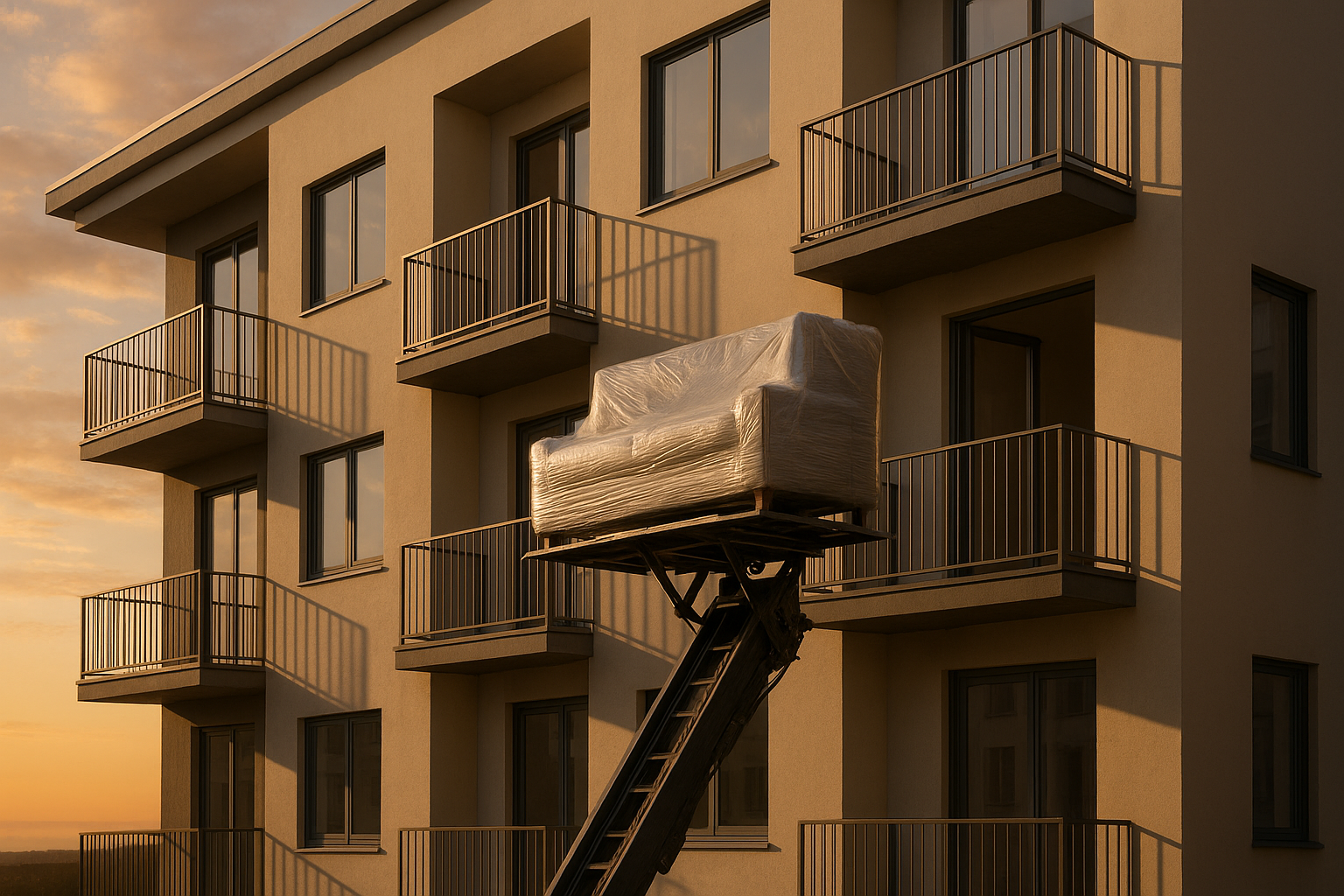 cuánto cuesta subir muebles por el balcón con plataforma hidráulica
