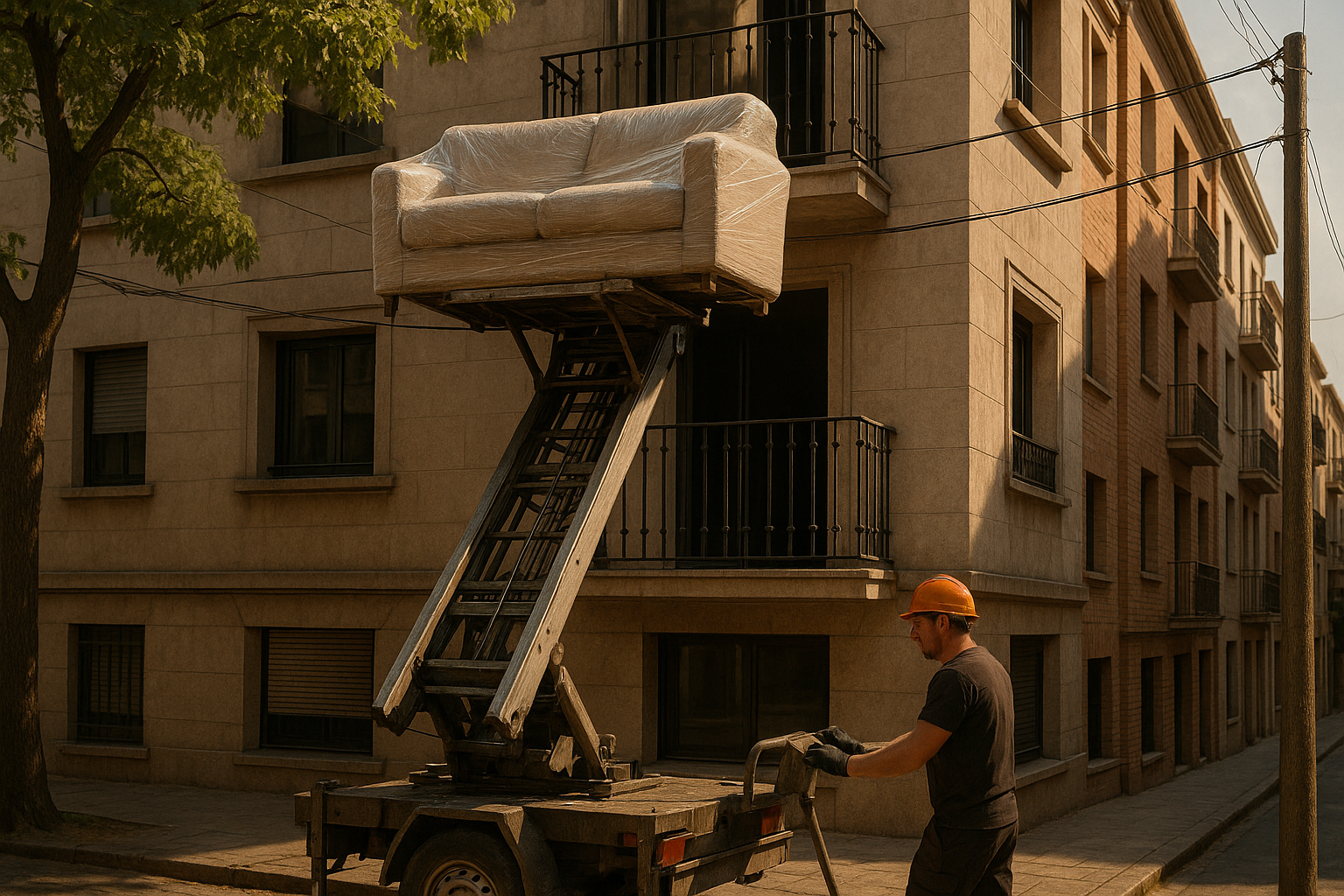 errores al subir muebles por balcón con plataforma elevadora