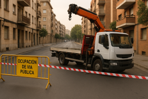 permiso de ocupación vía pública para grúa en ciudad