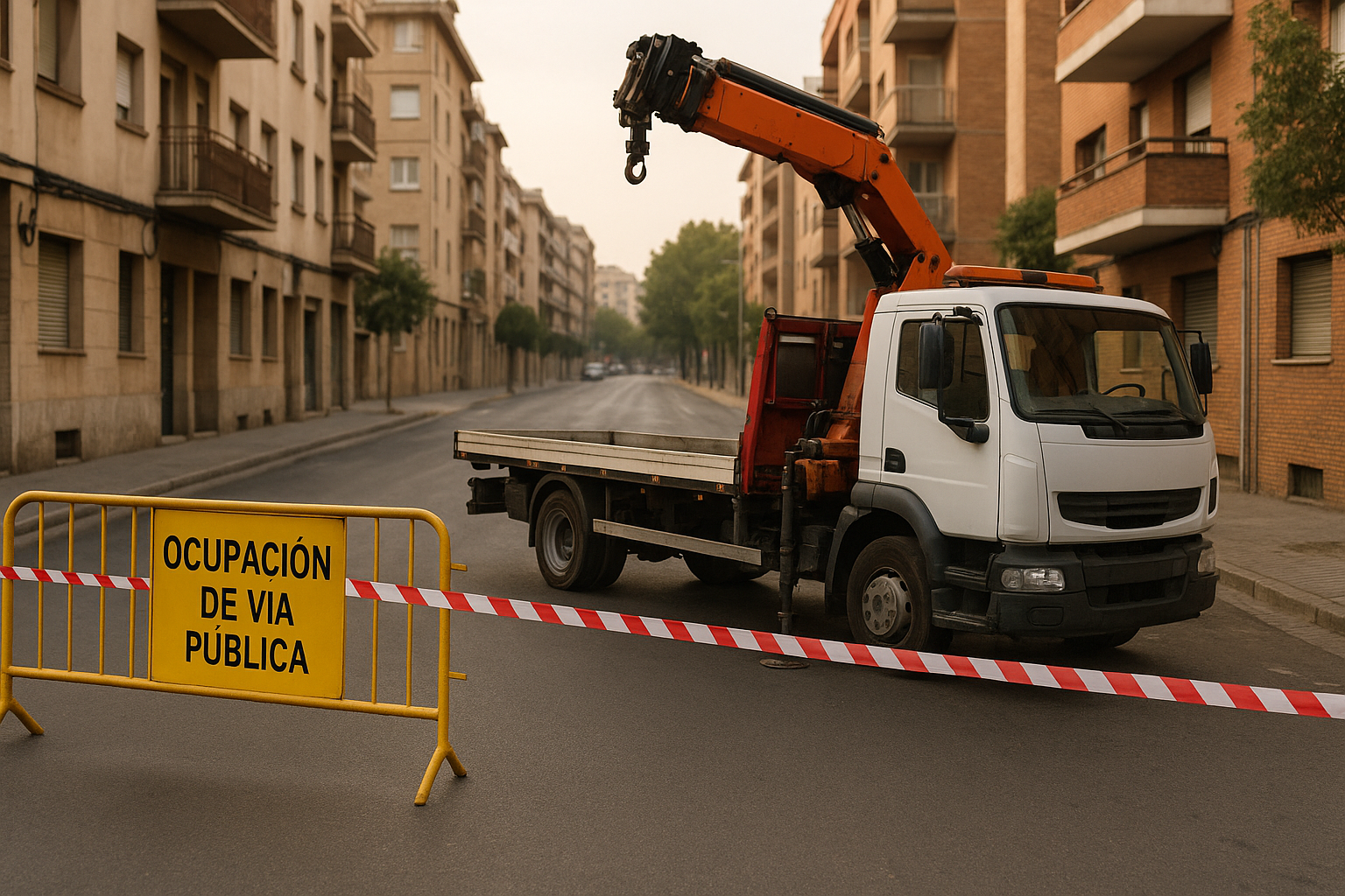 permiso de ocupación vía pública para grúa en ciudad